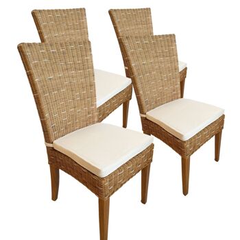 Chaises de salle à manger chaises en rotin chaises de jardin d'hiver chaises en osier Cardine chaise 4 pièces capuccino 1