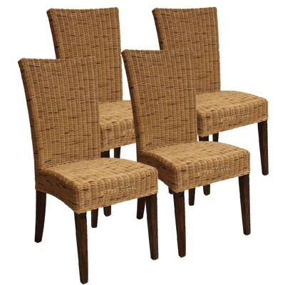 Sillas de comedor sillas de ratán conservatorio Cardine 4 piezas sillas de mimbre cabaña cojines de asiento marrón
