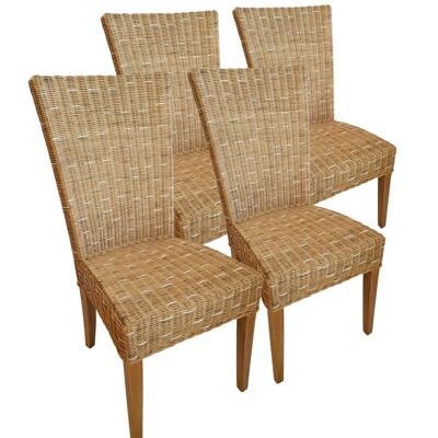 Chaises de salle à manger chaises en rotin chaises de jardin d'hiver chaises en osier Cardine chaise 4 pièces capuccino