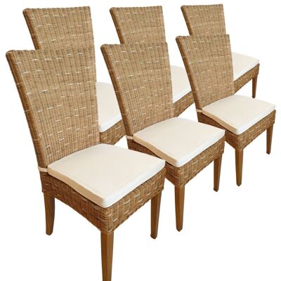 Dining room chairs rattan chairs conservatory wicker chairs Cardine 6 pieces capuccino