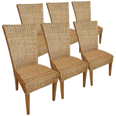 Sillas de comedor sillas de ratán sillas de mimbre de jardín de invierno Cardine 6 piezas capuccino