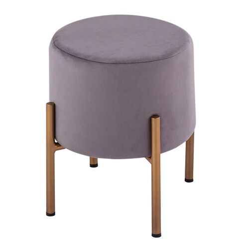 Samthocker Sitzhocker Samt Pouf Ø 32 H 42 cm Sitzpouf Velour mit Füßen Eisen goldfarbig, schwarz - anthrazit