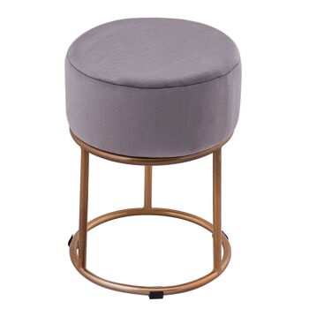 Tabouret en velours Tabouret en velours avec structure en fer doré Ø 32 H 42 cm Pouf Pouf Pouf, noir - anthracite 2