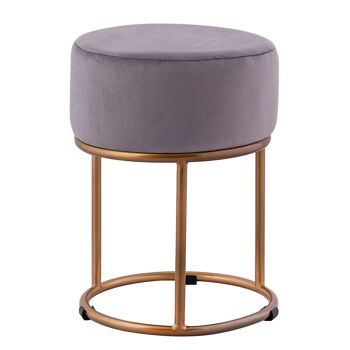 Tabouret en velours Tabouret en velours avec structure en fer doré Ø 32 H 42 cm Pouf Pouf Pouf, noir - anthracite 3