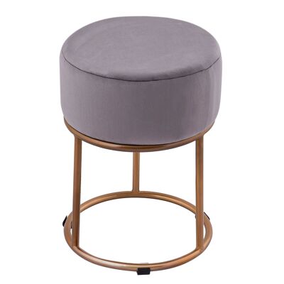 Velor stool Velvet stool with iron frame gold-colored Ø 32 H 42 cm Pouf pouf Pouf, black - anthracite