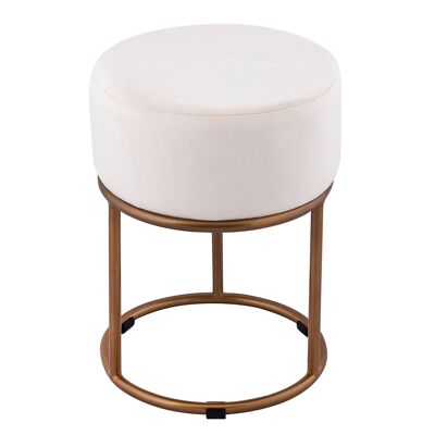 Velor stool Velvet stool with gold-colored iron frame Ø 32 H 42 cm Pouf velvet pouf Pouf, cream white