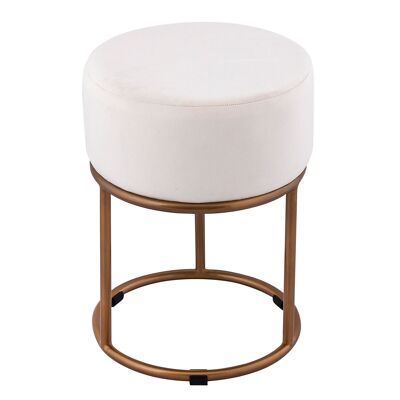 Tabouret en velours Tabouret en velours avec structure en fer doré Ø 32 H 42 cm Pouf Pouf en velours Pouf, blanc crème