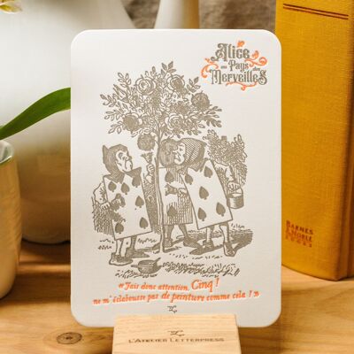 Carte Letterpress Rosier - Alice au Pays des Merveilles - Littérature, orange fluo