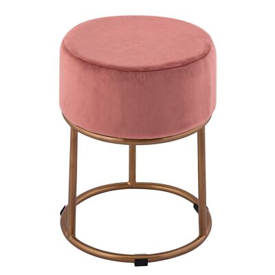 Velor stool Velvet stool with gold-colored iron frame Ø 32 H 42 cm Pouf pouf pouf, rose