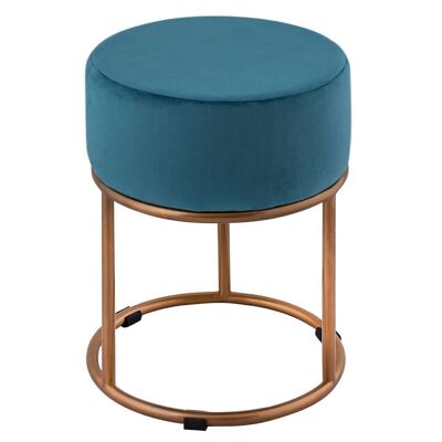 Velor stool Velvet stool with gold-colored iron frame Ø 32 H 42 cm Pouf pouf Pouf, emerald