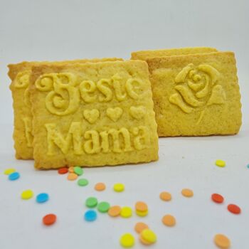 Boîte à biscuits Mama "Best Mama" avec biscuits logo 750g / couvercle en bois / planche petit-déjeuner FÊTE DES MÈRES 2