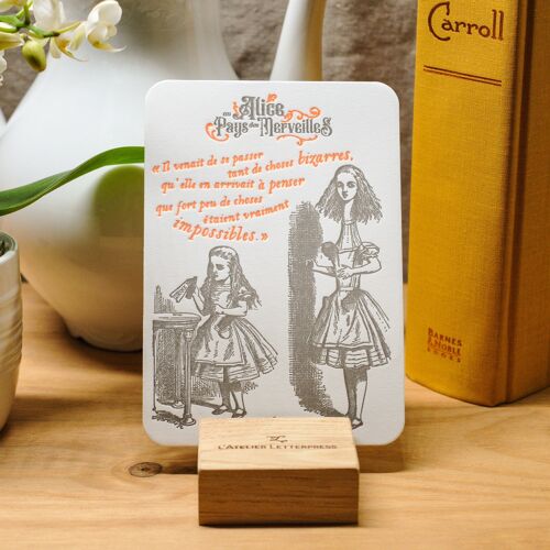 Carte Letterpress Alice - Alice au Pays des Merveilles - Littérature, orange fluo