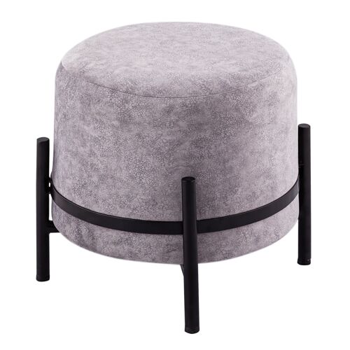 Sitzhocker Wildleder-Optik Pouf Sitzpouf Ø 35 H 37 cm Sitzpouf mit Eisengestell schwarz matt, elephant