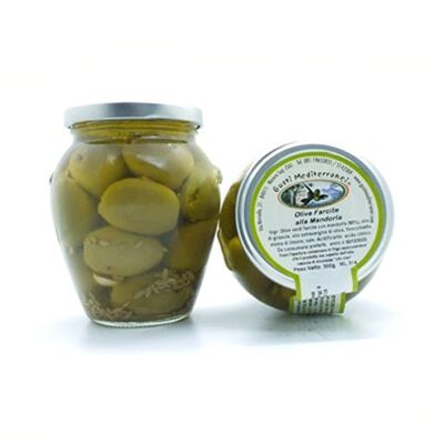 OLIVES FARCIES AUX AMANDES AVEC HUILE D'OLIVE EXTRA VIERGE 314 ML