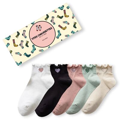 Calcetines Tiernos de Encaje Corazón (Pack x5)