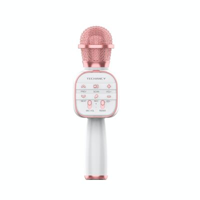 TECHANCY Microfono Karaoke Wireless Bluetooth, Altoparlante Microfono Portatile 3 in 1 per Tutti gli Smartphone, Regali per Ragazze Bambini Adulti di Tutte le Età