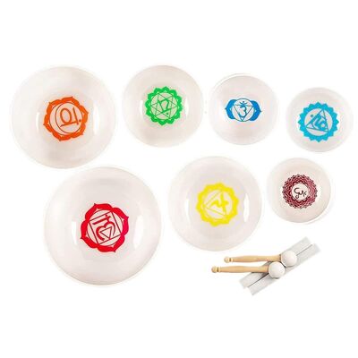 Box of 7 quartz "Chakra" singing bowls - 432Hz