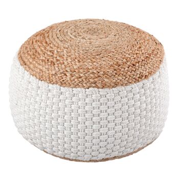 Pouf jute tabouret rond 50x50 cm déco tabouret jute naturel pouf coussin de sol repose-pieds 1