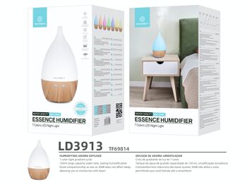 TECHANCY Diffuseur d'Huile Humidificateur 120 ML, Vaporisateur Électrique Ultrasonique de Diffuseurs d'Arômes d'Air, Lumière à Changement de Couleur 7 LED pour Grande Chambre à Coucher, Maison, Bureau 4