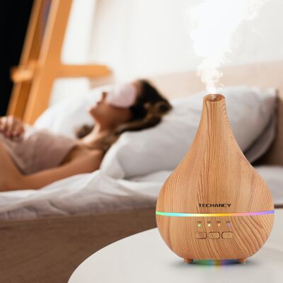 TECHANCY Difusor de aceite Humidificador 120ML, Difusores de aroma de aire ultrasónicos eléctricos Vaporizador, 7led Luz que cambia de color para dormitorio grande, hogar, oficina