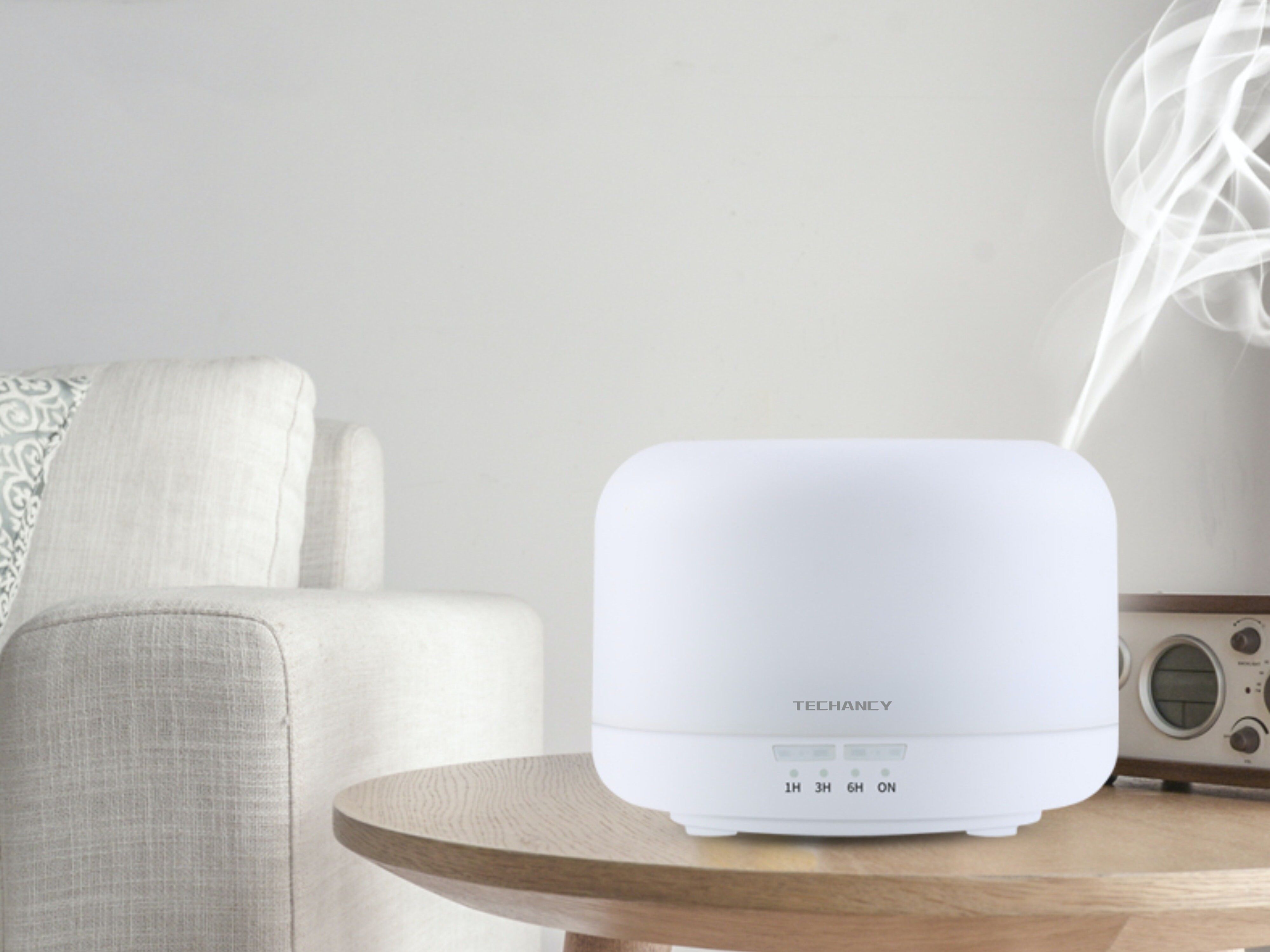 TECHANCY Öl-Diffusor-Luftbefeuchter 240 ml, elektrischer Ultraschall-Luft-Aroma-Diffusor-Verdampfer, 7-LED-Farbwechsellicht für große Schlafzimmer, Zuhause, Büro