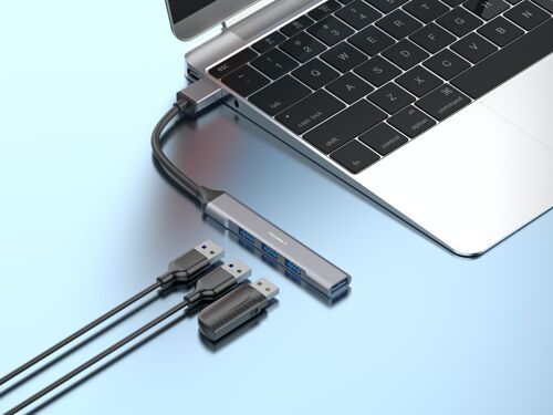 TECHANCY USB Hub, Lemorele 4 Port USB 3.0 * 1 Hub, 2.0 * 3 Hub Splitter for Laptop, iMac Pro, MacBook, Mac, PC, U Disk, Multiport Mini USB Adapter Expander w/Aluminum Shell, Slim Portable, Charging Supported