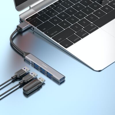 TECHANCY USB Hub, Lemorele 4 Port USB 3.0 * 1 Hub, 2.0 * 3 Hub Splitter for Laptop, iMac Pro, MacBook, Mac, PC, U Disk, Multiport Mini USB Adapter Expander w/Aluminum Shell, Slim Portable, Charging Supported