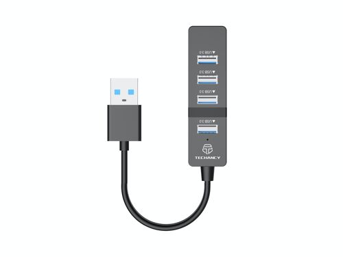 TECHANCY 4-Port USB Hub 3.0,  USB Splitter for Laptop, Ps4 Keyboard and Mouse Adapter for Dell, Asus, HP, MacBook Air, Surface Pro, Acer, Xbox, Flash Drive, Mobile HD, Console, Printer, Camera …