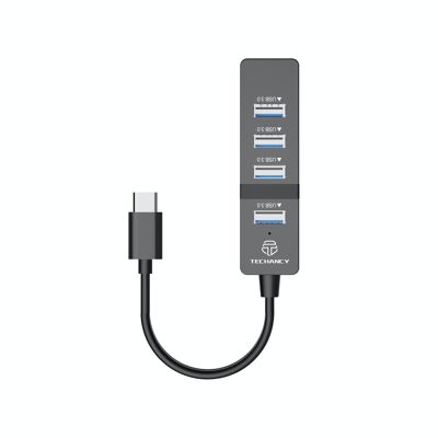 TECHANCY Hub USB C de 4 puertos, adaptador tipo C con 4 puertos USB 3.0 Hub USB tipo C para MacBook Pro 2019/2018/2017, Google Chromebook Pixelbook, XPS, Samsung S9/S8 y más dispositivos USB tipo C