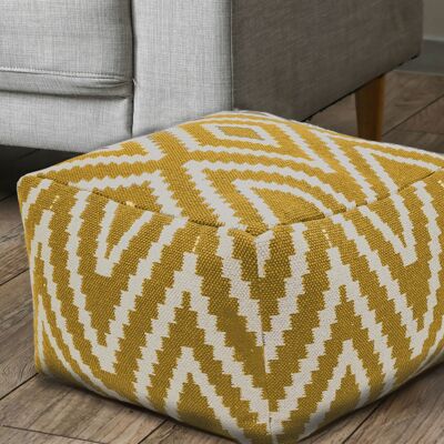 Pouf ottoman ottoman 55x37x55 cm pouf kilim coussin de sol Pérou noir taupe jaune turquoise