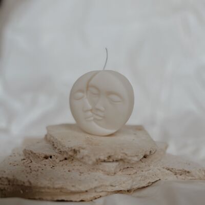 Decorative candle - face - moon - sun - 100% natural wax