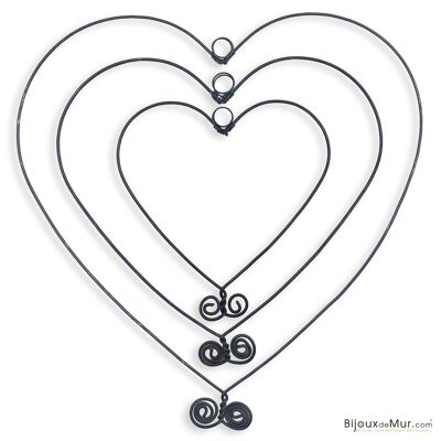 Wire wall decoration "Variegated Hearts Trio" (set of 3) to pin - Wall Jewelry - Mother's Day / Valentine's Day Gift