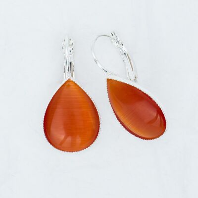 Earrings, silver plated, orange (382.4.S)