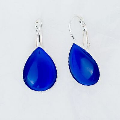 Earrings, silver plated, royal blue (382.9.S)