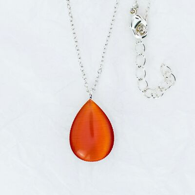 Halskette, versilbert, orange (K382.4.S)