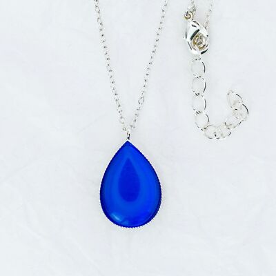 Halskette, versilbert, royal blau (K382.9.S)