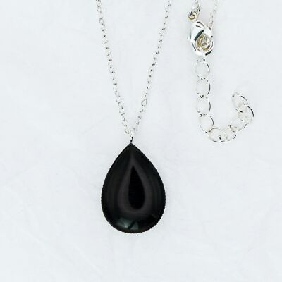 Necklace, silver plated, black (K382.7.S)