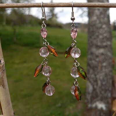 boucles d'oreilles  d'été transparent et rose CHRISTINA-8