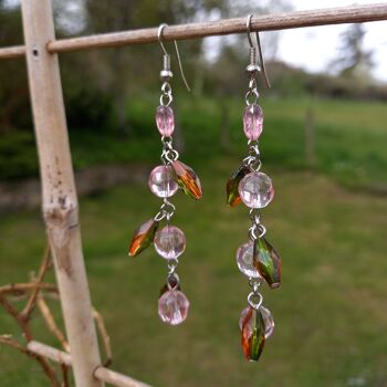 boucles d'oreilles  d'été transparent et rose CHRISTINA-8 3