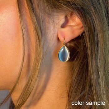 Boucles d'oreilles, plaqué or, gris bleu (382.1) 2