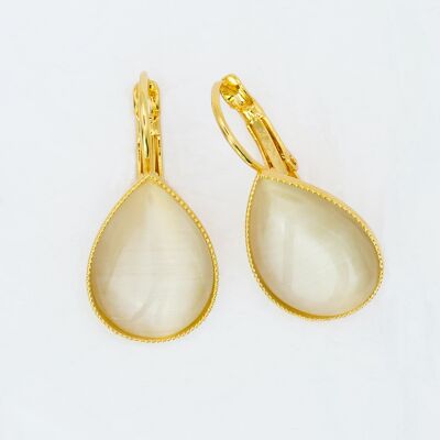 Earrings, gold plated, creamy white (382.11)
