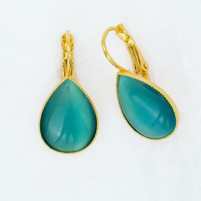 Earrings, gold plated, turquoise (382.3)