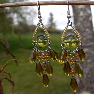 Boucles d'oreilles pendante verte CHRISTINA-9