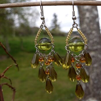 Boucles d'oreilles pendante verte CHRISTINA-9 1