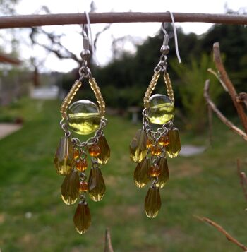 Boucles d'oreilles pendante verte CHRISTINA-9 2