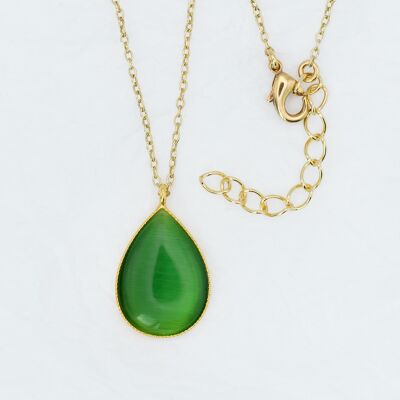 Necklace, gold plated, emerald (K382.8)