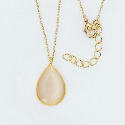 Necklace, gold plated, creamy white (K382.11)