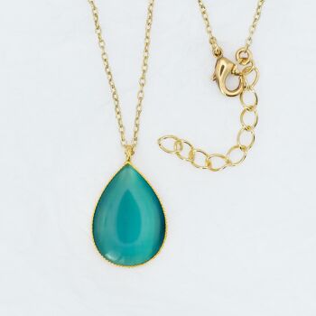 Collier, plaqué or, turquoise (K382.3) 1