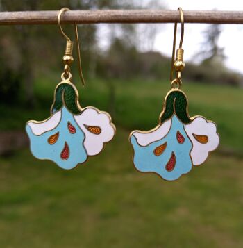 Boucles d'oreilles cloisonne email fleur 1