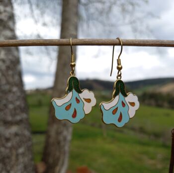 Boucles d'oreilles cloisonne email fleur 2